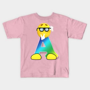 Letter A Alphabet Smiley Monogram Face Emoji Shirt for Men Women Kids Kids T-Shirt